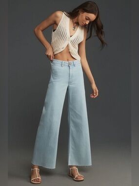 Maeve by Anthropologie The Ettie High-Rise Crop Wide-Leg Jeans - Light -  27